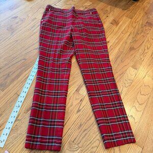 ANNE KLEIN WOMENS RED PLAID PULL ON PANTS LARGE